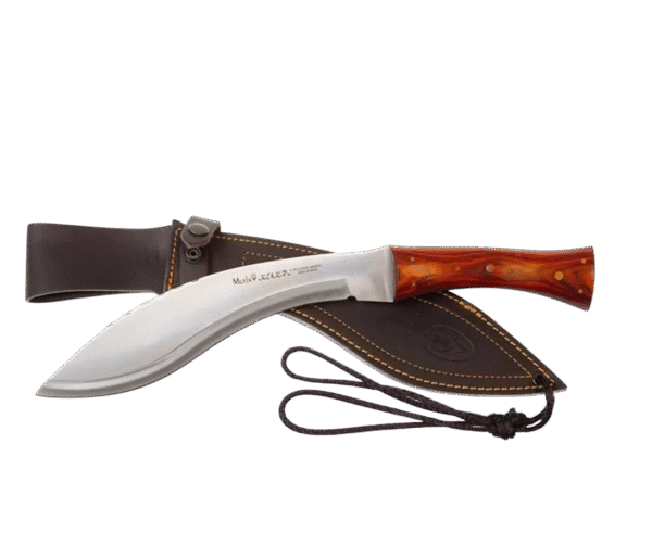 Cuchillo Enterizo Muela Kukri-26M Madera Prensada Rosewood Funda Piel