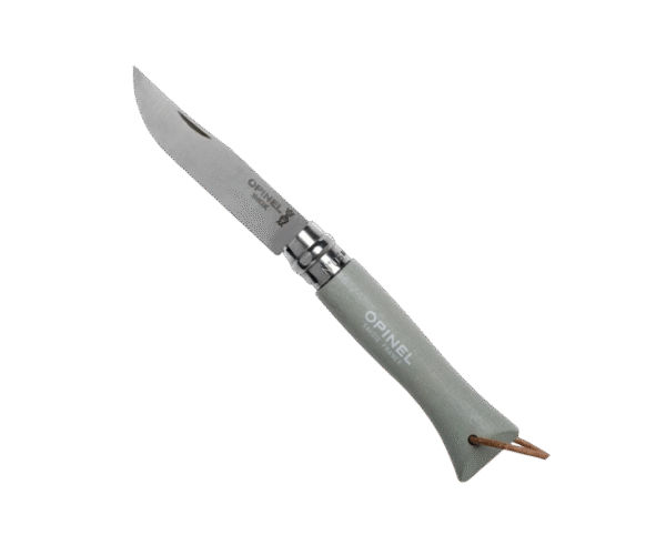 Navaja Opinel No.6 Color Gris Aventurero Nube con Cordón - Imagen 4